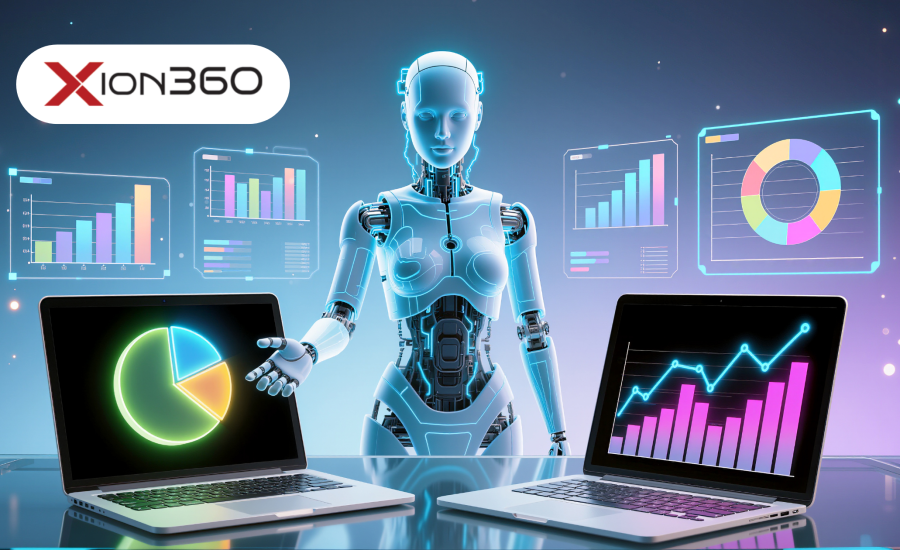 Robot analyzing digital marketing data